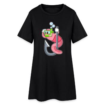Pêche à l’hameçon Worm Angler - Robe T-shirt Femme - noir - Devant