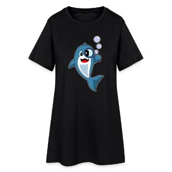 Delfin Detektiv Lupe - Frauen T-Shirt-Kleid - Schwarz - Vorne