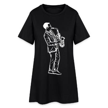Dessin de garçon au saxophone - Robe T-shirt Femme - noir - Devant