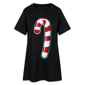 Candy Cane Striped Design - Women’s T-Shirt Dress - black - Front