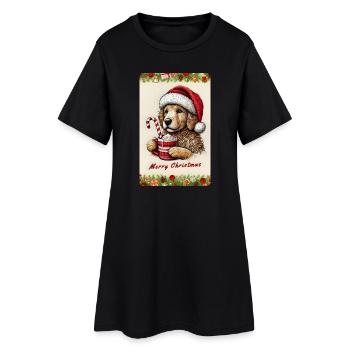 Chiot de Noël au chocolat chaud - Robe T-shirt Femme - noir - Devant