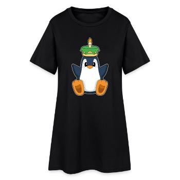 Gâteau d’anniversaire du Pingouin - Robe T-shirt Femme - noir - Devant