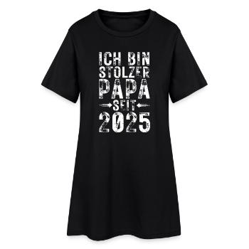 Stolzer Papa seit 2025 Geschenk werdende Väter - Frauen T-Shirt-Kleid - Schwarz - Vorne