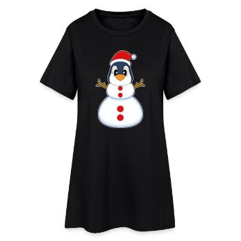 Pinguin Weihnachten Schneemann - Frauen T-Shirt-Kleid - Schwarz - Vorne