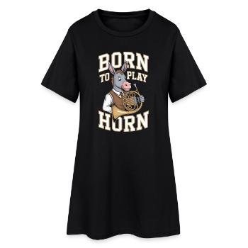 Âne avec cor français - Né pour jouer du cor - Robe T-shirt Femme - noir - Devant