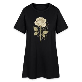 Vintage Rose Pencil Drawing - Women’s T-Shirt Dress - black - Front