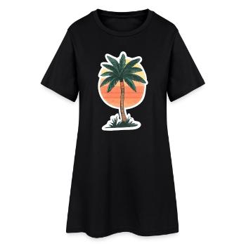 Palme - Frauen T-Shirt-Kleid - Schwarz - Vorne