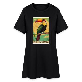 Tukane Tukan - Frauen T-Shirt-Kleid - Schwarz - Vorne