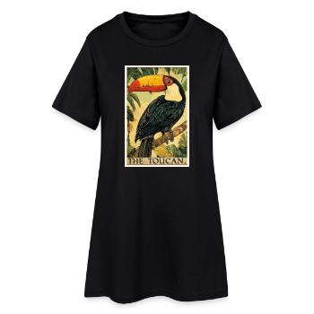 Tukane Tukan - Frauen T-Shirt-Kleid - Schwarz - Vorne