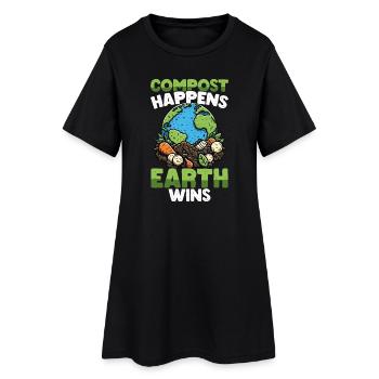  Kompost Passiert Der Erde Gewinnt Lustige - Frauen T-Shirt-Kleid - Schwarz - Vorne