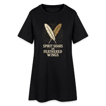 Feather And Dream Boho Festival Spiritual Pattern - Women’s T-Shirt Dress - black - Front