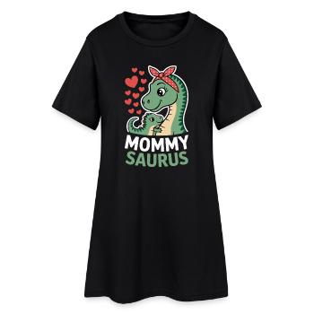  Mommy Saurus Dinosaurier Mama Herzliebe Muttertag - Frauen T-Shirt-Kleid - Schwarz - Vorne