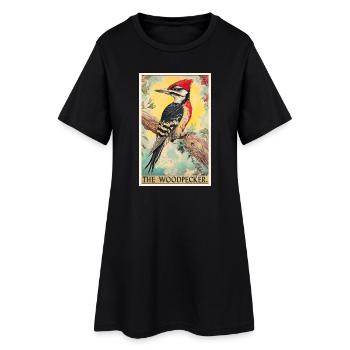 Spechte Specht - Frauen T-Shirt-Kleid - Schwarz - Vorne
