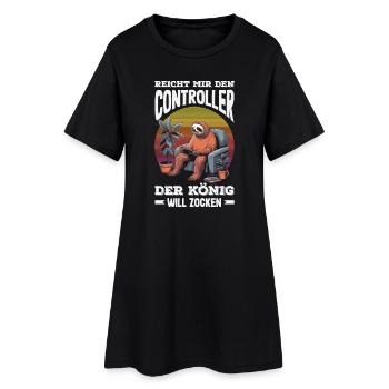 Reicht mir den Controller – König will zocken - Frauen T-Shirt-Kleid - Schwarz - Vorne