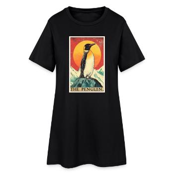 Pinguine Pinguin - Frauen T-Shirt-Kleid - Schwarz - Vorne