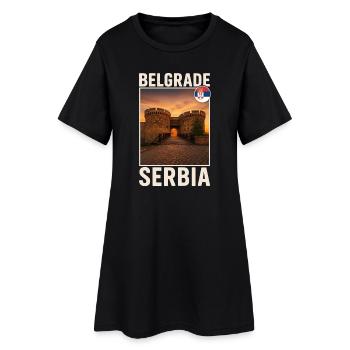 Belgrade, Serbie - Robe T-shirt Femme - noir - Devant