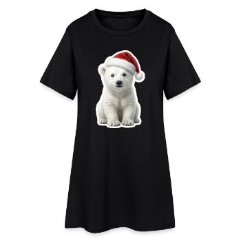 Petit ours glace avec un chapeau de Père Noël - Robe T-shirt Femme - noir - Devant