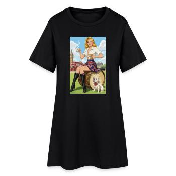 Pin-up britannique avec Bulldog et Londres - Robe T-shirt Femme - noir - Devant