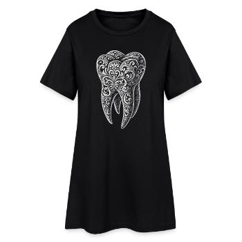 Dent ornement - Robe T-shirt Femme - noir - Devant