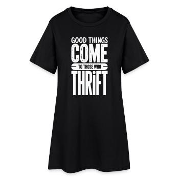 Gute Dinge kommen Sparsamkeit - Frauen T-Shirt-Kleid - Schwarz - Vorne