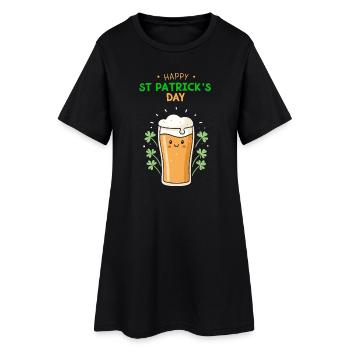 Frohes St. Patrick's Day Bier - Frauen T-Shirt-Kleid - Schwarz - Vorne