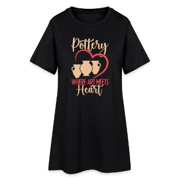 Gifts For Pottery Makers Pottery Meets Heart - Women’s T-Shirt Dress - black - Front