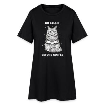 Pas de conversation devant un chat amateur de café - Robe T-shirt Femme - noir - Devant