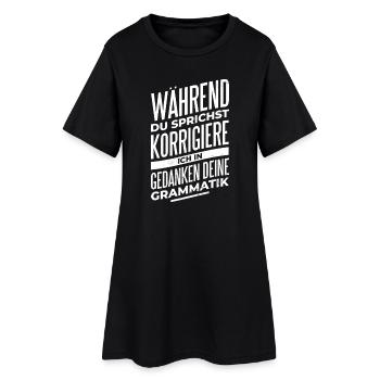 Grammatik Profi - Frauen T-Shirt-Kleid - Schwarz - Vorne