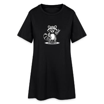 Lunettes de soleil raton laveur - Robe T-shirt Femme - noir - Devant