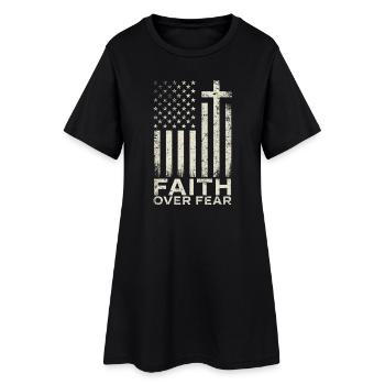 Faith Over Fear Christian Jesus Church - Women’s T-Shirt Dress - black - Front