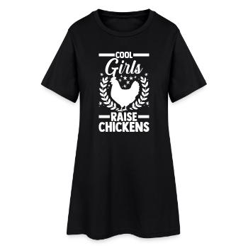 Farmer Rooster Flock Poultry Chicken - Frauen T-Shirt-Kleid - Schwarz - Vorne