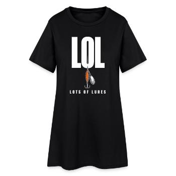 LOL Beaucoup de leurres, motif drôle de pêcheur pour - Robe T-shirt Femme - noir - Devant