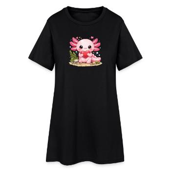 Axolotl - Frauen T-Shirt-Kleid - Schwarz - Vorne