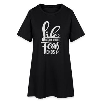 La vie commence là où la peur s’arrête Citation motivationnelle Logo - Robe T-shirt Femme - noir - Devant