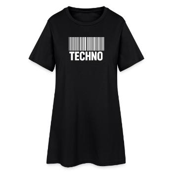 Techno Barcode Muster - Frauen T-Shirt-Kleid - Schwarz - Vorne