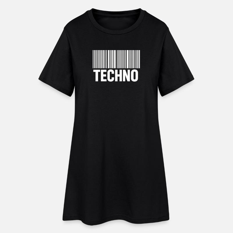 Modèle de code-barres techno - Robe T-shirt Femme - noir