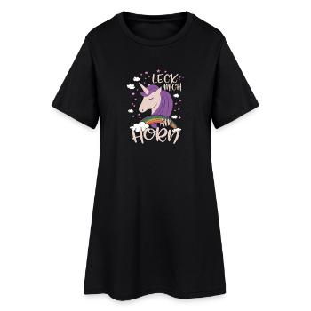 Leck mich am Horn - Einhorn - Frauen T-Shirt-Kleid - Schwarz - Vorne