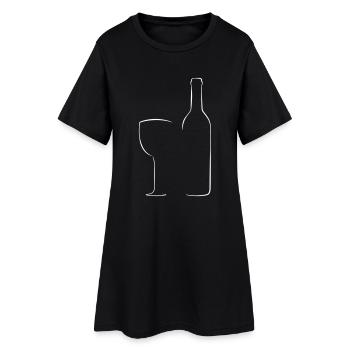 Wine Glass and Bottle - Frauen T-Shirt-Kleid - Schwarz - Vorne