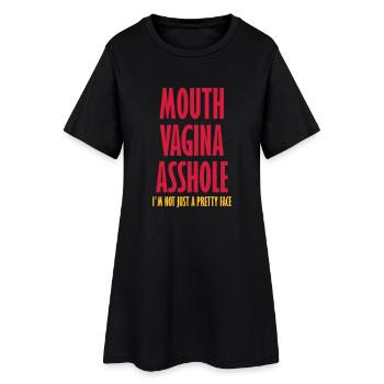 Hübsches Gesicht - Frauen T-Shirt-Kleid - Schwarz - Vorne