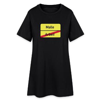 Arbeit Malle - Frauen T-Shirt-Kleid - Schwarz - Vorne