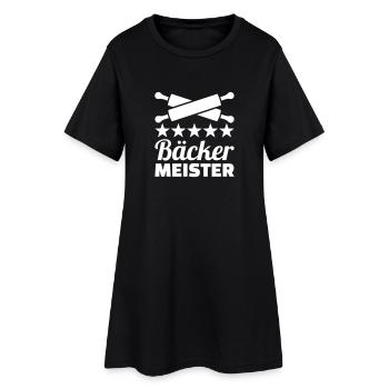 Bäcker - Frauen T-Shirt-Kleid - Schwarz - Vorne