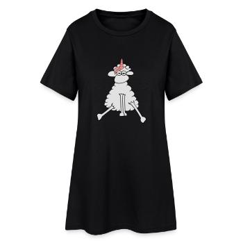 Einhorn locke - Frauen T-Shirt-Kleid - Schwarz - Vorne