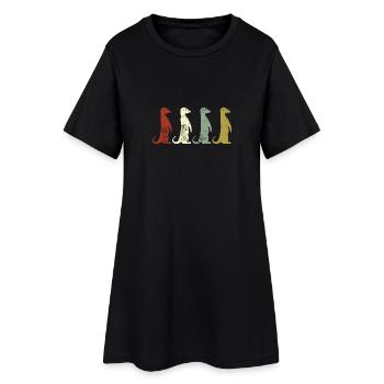 Erdmännchen Retro Style Geschenk - Frauen T-Shirt-Kleid - Schwarz - Vorne