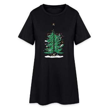 Weihnachten - Frauen T-Shirt-Kleid - Schwarz - Vorne