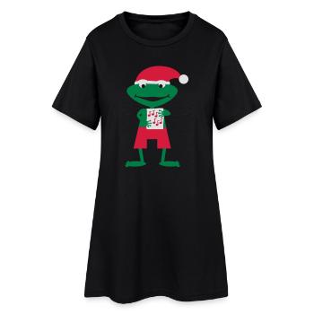 Weihnachtsfrosch - Frauen T-Shirt-Kleid - Schwarz - Vorne