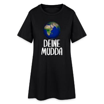 Weltkugel Schriftkunst Motiv - Frauen T-Shirt-Kleid - Schwarz - Vorne