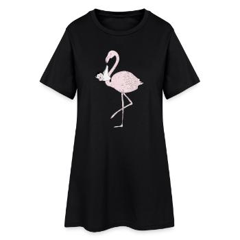 Flamingo amène le bébé au lieu de la cigogne - Robe T-shirt Femme - noir - Devant