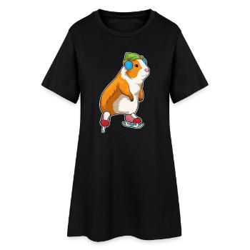 Meerschweinchen Eislaufen Schlittschuhe - Frauen T-Shirt-Kleid - Schwarz - Vorne