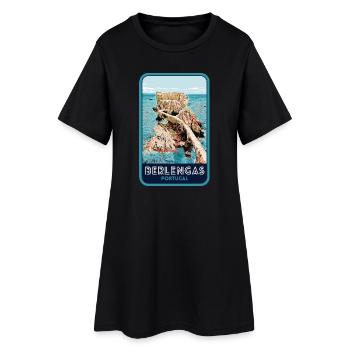 Illustration des Îles Berlengas, Peniche - Robe T-shirt Femme - noir - Devant