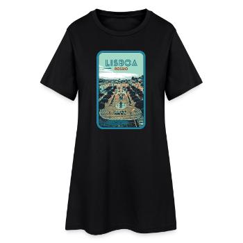 Illustration Rossio-Platz, Lissabon - Frauen T-Shirt-Kleid - Schwarz - Vorne